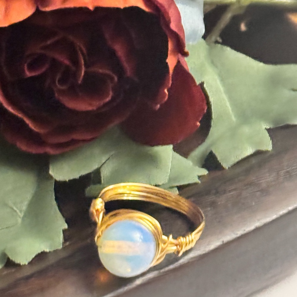 Gold Wire Wrapped Opal Ring size 8